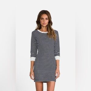 THEORY Bimini Zamion Dress Striped 3/4 Sleeve Mini Navy Blue/ White SIZE:6